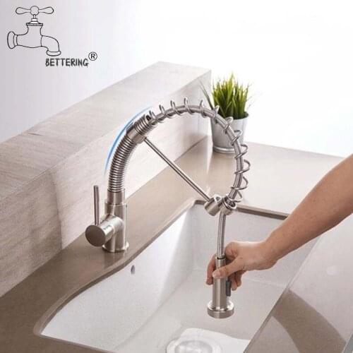 Black Faucet Dual Mode Water Tap Free Rotation Kitchen Sink Faucet Mixer Basin Tap Cold and Hot Water Stainless Steel Brushed