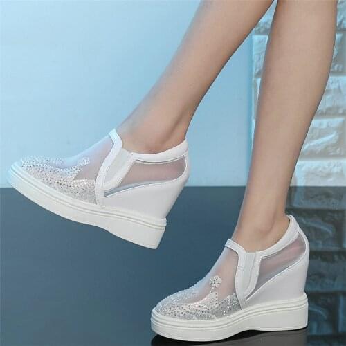 Platform Oxfords Shoes Women Cow Leather Wedges High Heel Gladiator Sandals Female Breathable Lace Fashion Sneakers Casual Shoes