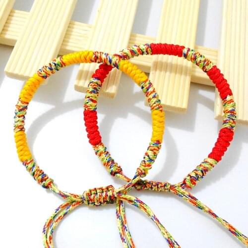 Bohemian Brazil Cheap Colorful Rainbow Handmade Weave Woven Braided Rope Thin String Strand Friendship Bracelet