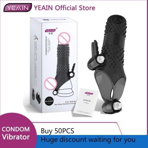 Vibrator Large Size Penis Extender Condoms Reusable Penis Sleeve Girth Impotence Dick Enlargement Ring Adult Sex Toys For Men