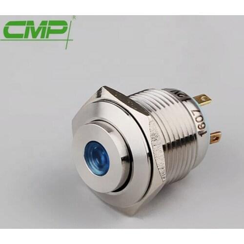 CMP 16mm Waterproof Momentary Metal Push Off On Switch High Face Type Center Lighting