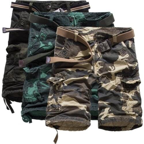 High quality 2021 summer military Cargo cotton men\s overalls fashion loose camouflage pants men\s shorts wholesale