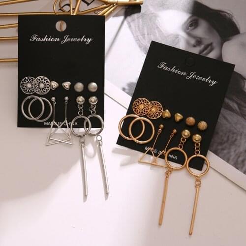 Boho Gold Heart Earrings For Women Vintage Long Tassel Dangle Earrings Set Crystal Pearl Statement Earrings Fashion Jewelry 2020