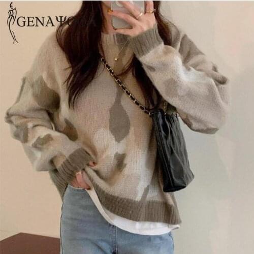 Genayooa 2020 Winter Women Sweaters And Pullovers Casual Knit Jumper Long Sleeve O Neck Sweater Harajuku Ladies Jumper Autumn
