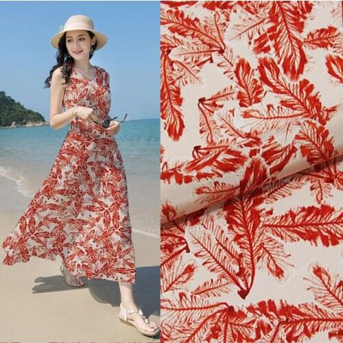114cm fashion print crepe de chine silk fabric 12mm floral dress shirt t-shirt silk fabric wholesale silk cloth