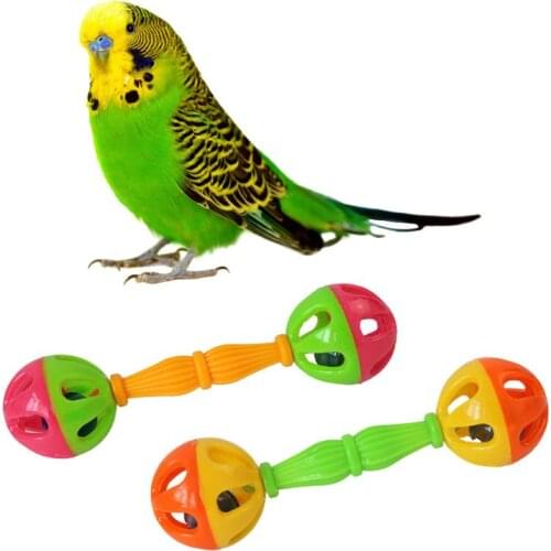 2 Pcs Bird Parrot Toy Rattle Birds Fun Exercise Plastic Double-headed Bell Pet Toys