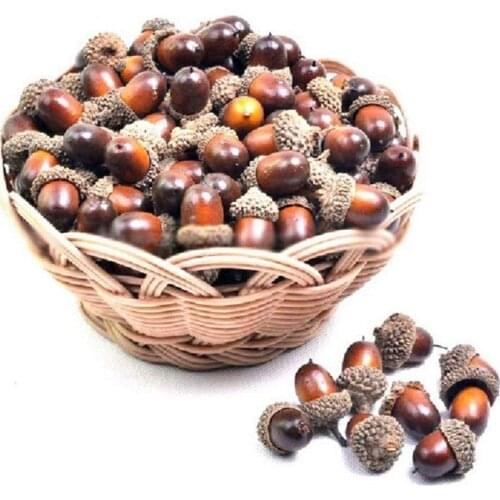 20pcs Artificial Acorns for Autumn Display Wedding Party Holiday Miniature Garden Candy Boxes Bag Venue Decoration Craft DIY