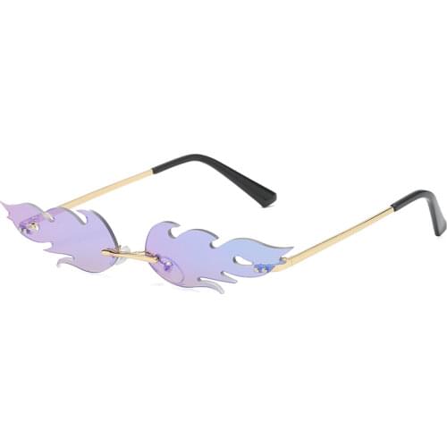 2020 New Style Fashion Flame Sunglasses Men And Women Metal Frameless Street Shot Sunglasses Narrow Glasses UV Protection Summer