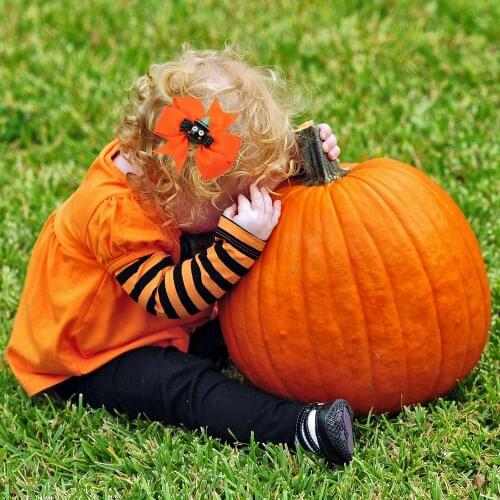 2021 Halloween Grosgrain Ribbon Hair Bows For Baby Girls Pumpkin Hair Clips Halloween Party Decoration Hair Accessories