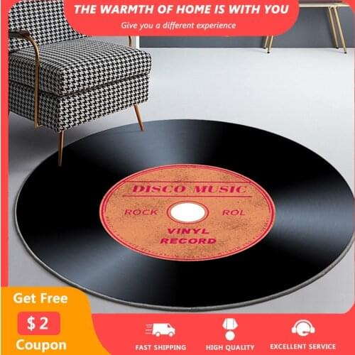 2021 Vinyl Records Print Rugs Retro Classic Round Large Area Rugs Palor Living Room Bedroom Carpets Non-slip tapis Drop Shipping
