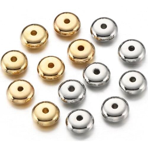 250pcs Disc Spacer CCB Beads 6x2mm Gold/Rhodium Plated Flat Round Loose Bead For DIY Bracelet Necklace Jewelry Making Accesories