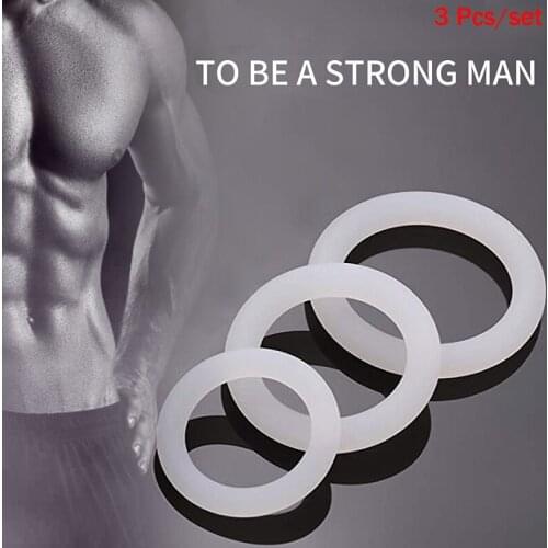3PCS/set Adult Sex Toys Silicone Stretchy Penis Ring Transparent Cock Ring Classic Erection Enhancing Delay Ejaculation For Men