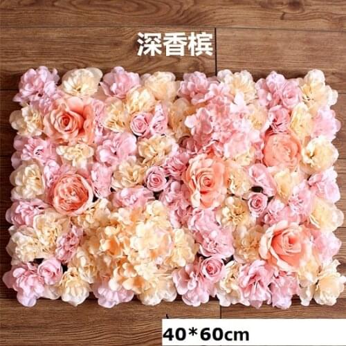 40x60cm Silk Rose Flower Wall Wedding Decoration Backdrop Champagne Artificial Flower Flower Wall Romantic Wedding Decor
