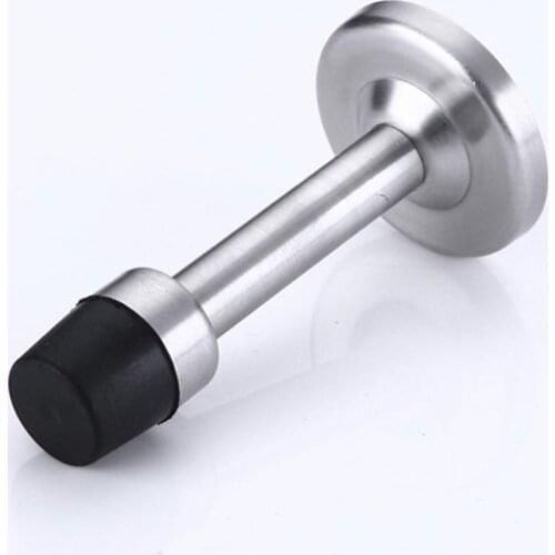 75-150mm Stainless Steel Door Stopper Wall-mounted Anti-collision Rubber Two Installation Methods Punch-free Holder for Bedroom