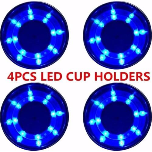 4Pcs Cup Drink Holder LED Built-in Stainless Steel for Marine Yacht/RV