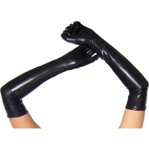 AUAU-Long gloves in leather optics One Size Black - Black