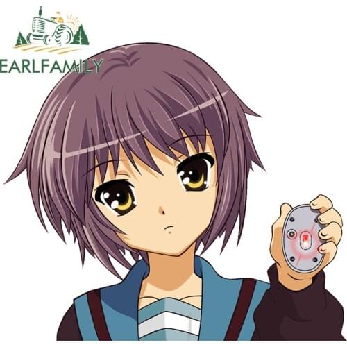 EARLFAMILY 13cm x 11.2cm for Suzumiya Haruhi Creativite Car Assessoires Sticker Anime Waterproof Decal Laptop Bumper Car Styling
