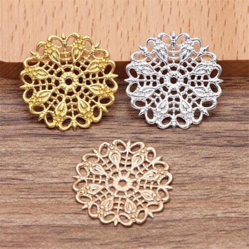 SIXTY TOWFISH 20 Pieces 25mm DIY Jewelry Accessories Handmade Materials Charms Brass Flower Filigree Flower Slice