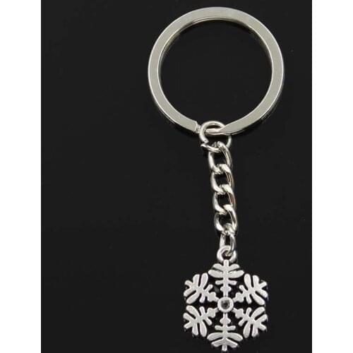 Fashion Snowflake Snow 20x23mm Pendant 30mm Key Ring Chain Bronze Silver Color Men Car Gift Souvenirs Keychain Dropshipping