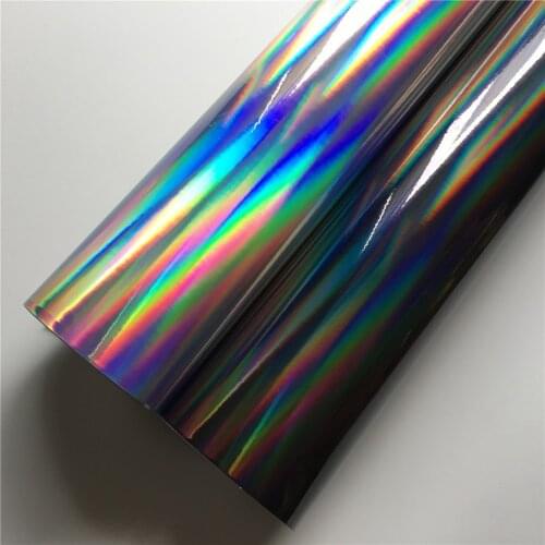 Black Iridescent Silver Laser Chrome Vinyl Film Holographic Kaleidoscope Car Wrap For Vehicle Phone Laptop Skin Cover