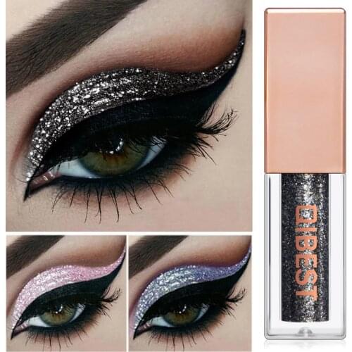 Black Glitter Eyeshadow Shimmer Eye Pigment Nude Makeup Waterproof Eye Shadow Liquid Festival Eyes Metallic Smokey Cosmetics