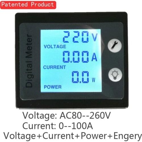 LCD Digital Display AC80-260V 0-100A 45-60Hz Voltmeter/Ammeter/ Energy Meter/Power Meter/ Electric Power Monitor with CT