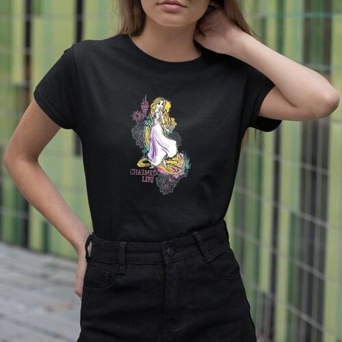 Disney Dropship Women T-shirts Rapunzel Princess Cartoon Pattern Summer New Products Color T Shirts Female Harajuku Comfortable