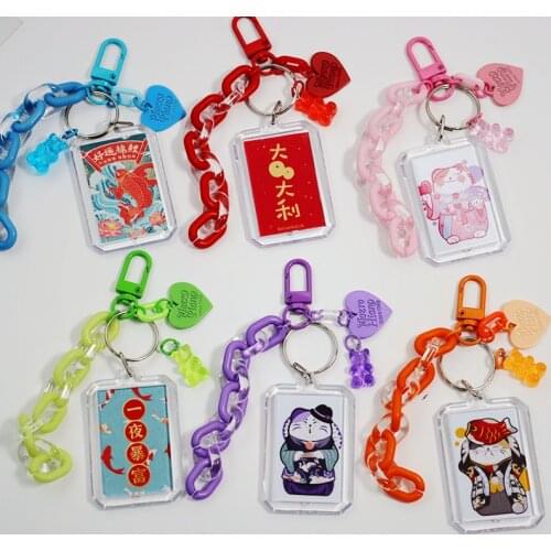 DIY ID Card 2 Inch Photo Covers Amulet Talisman Lucky Cat Jelly Bears Airpods Accessories Keychain Women Car Bag Pendent D757
