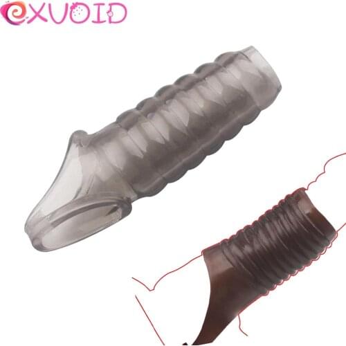 EXVOID Penis Erection Dildo Enlargement Reusable Condom Cock Ring Sex Toys for Men Penis Sleeve Delay Ejaculation