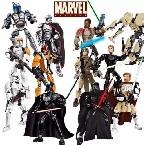 Marvel Mandalorian Anime Figure Building Blocks Assembled Adult Doll Action Model Building Block Toys for Children Kids Gifts