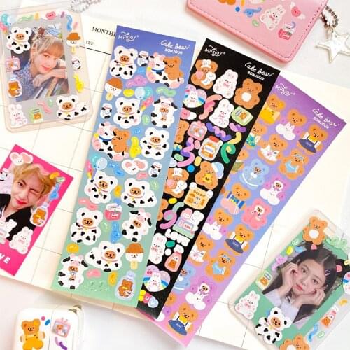 MINKYS New Arrival 2pcs/lot Kawaii Cake Bear Photocards Scrapbooking Sticker Decorative Stickers For Mobile School Stationery