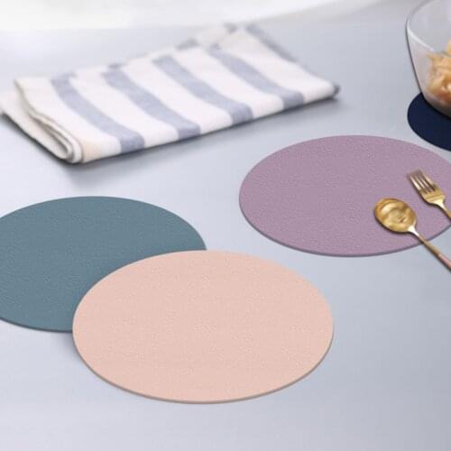 Hot Sale PU Leather Coaster Drink Coffee Cup Mats Easy To Clean Placemats Round Tea Pad Table Holder Mats