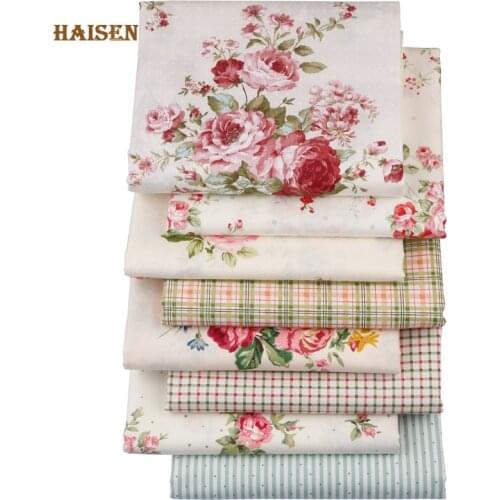 Haisen, 8 patterns Rose Flowers Printed Cotton Fabric Twill Cloth For DIY Sewing Baby&Kids Quilt Sheets Dress Textile Material