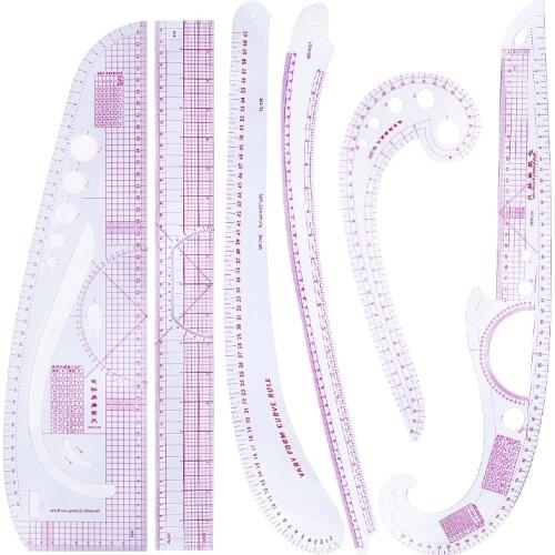 Imzay 6pcs Sewing Rules French Curve Set Cutting Ruler DIY Metric Yardstick Sleeve Arm Garment Rulers