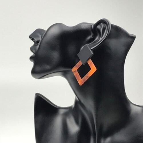 Personality Fashion Woman Earrings Square Irregular Character Alloy Exaggeration Party Acetate Earrings Ms. Clothes 2018 New