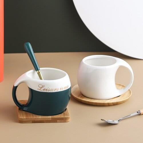 European style creative small luxury coffee cup and saucer mug with spoon ceramic coffee cups set simplicity afternoon tea cups