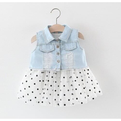 Newborn Toddler Clothes Sets Summer Denim Top New Baby Girls Kids Sleeveless Ruffle Fashion Dress Sets Suit 2pc cotton outfits