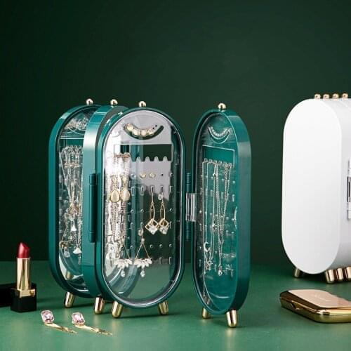 1piece 11.5*6.5*23.5cm Creative Plastic Screen Jewelry Frame with Mirror Earring Necklace Display Frame Pendant Folding Hanger