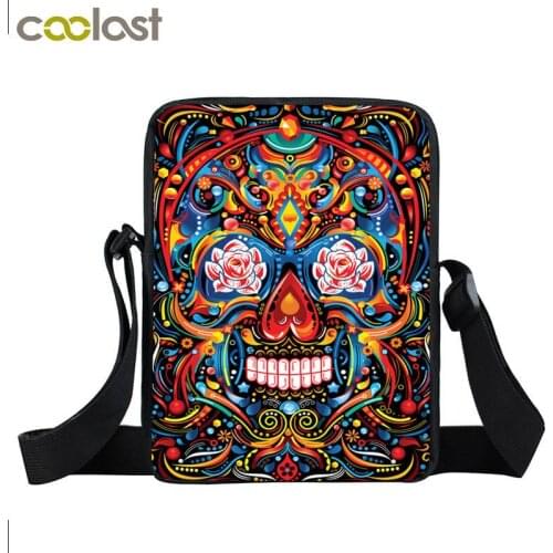 Cool Colorful Death Skull Mini Crossbody Bag Young Women Travel Bags Girls School Bags Bookbag Ladies Messenger Bag Best Gift