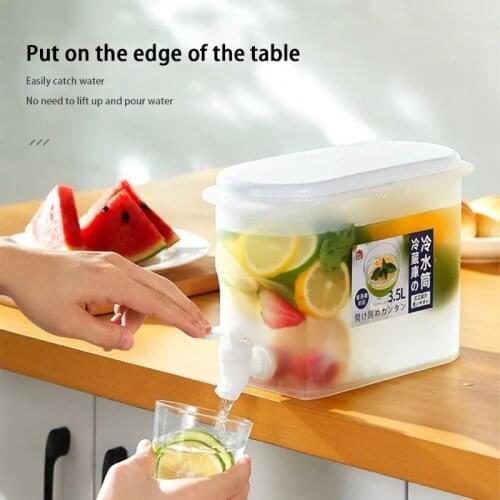 Water Pitcher Jug Kettle with Faucet 3.5L Large Capacity Lemon Juice Bottle Table Refrigerator Teapot Kitchen Drinkware