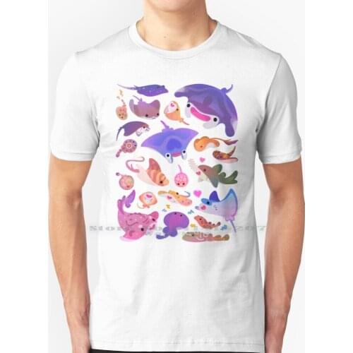 Ray Day 2 T Shirt 100% Pure Cotton Pikaole Summer Ray Fish Marine Life Biology Cute Kawaii Animal Ocean Sea Stingray Skates Bat