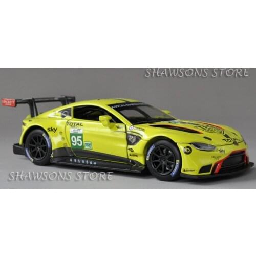 Diecast Racing Car Model Toys 1:32 Aston Martin Vantage GTE Le Mans Pull Back Replica with Sound & Light