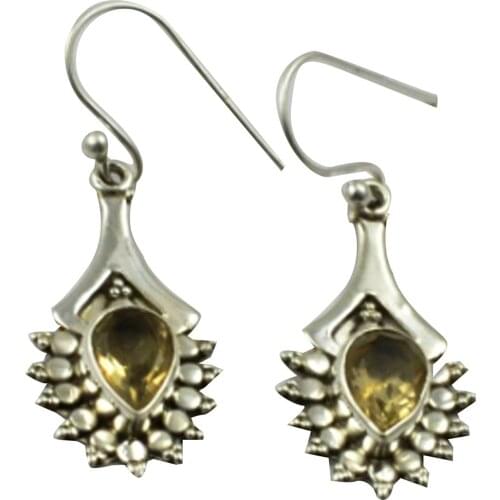 Lovegem Genuine Citrine EARRINGS 925 Sterling Silver, 37.3mm, AE2142