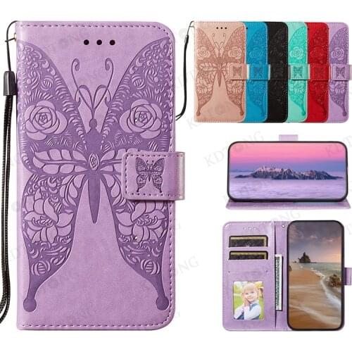 Fashion Flip Silicon Leather Case For Nokia C1 1.3 2.2 2.3 2.4 3.2 3.4 4.2 5.3 6.2 7.2 Rose Butterfly Embossing Shockproof Cover