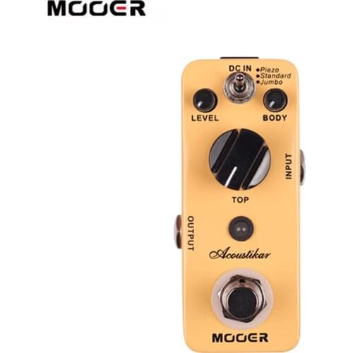 MOOER Acoustikar Acoustic Guitar Simulator Effect Pedal True Bypass with 3 Modes (Piezo/Standard/Jumbo) Metal Shell Guitar Pedal