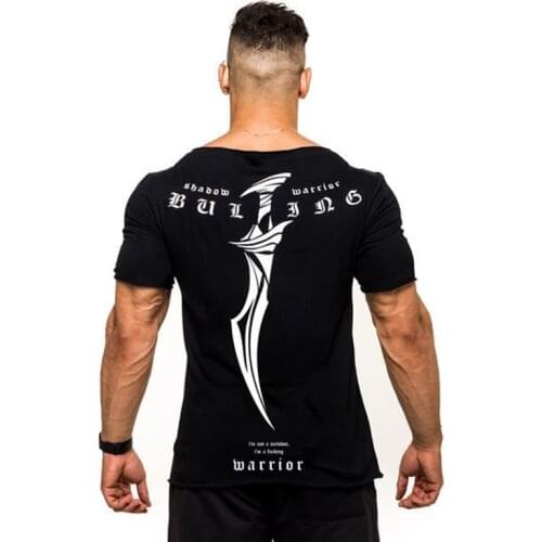 Mens short-sleeved sports fitness T-shirt 2019 summer new quick-drying round neck fitness sports T-shirt mens running training