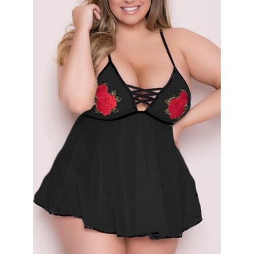 Plus Size 2Pcs Night Dress Nightgown Sexy Nightwear Lace Floral Embroidery Camisola Lingerie Night Dress Sleep Wear Nightdress#W