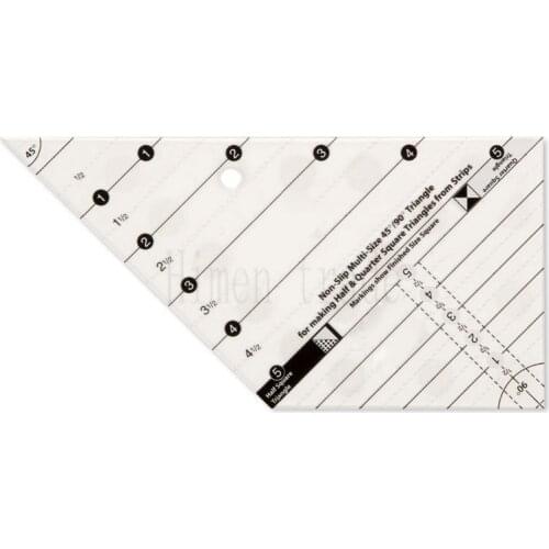 NEW ruler Non-Slip multi-size 45/90 degree for making half & quarter- square from strips #MS-05