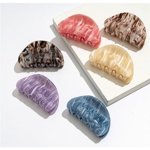 2021 New Fashion Large Boutique Beautiful Striped Flower Wave Acrylic Hairpin Barrette for Women Girl Accessories Headwear