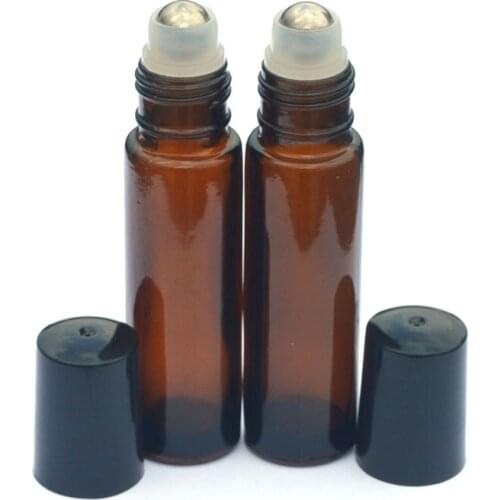 Newest Perfume Roller Glass Bottle Essential Oil Empty Amber Bottle 10ml Roll-On Sample Bottle 10pcs
